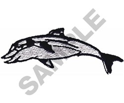 Simple outlined dolphin design showcasing its profile with distinctive fin details, perfect for marine enthusiasts.
