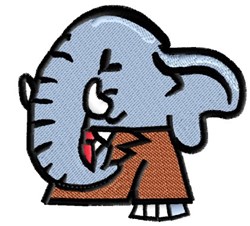 Playful elephant character in blue with large ears and a prominent trunk, perfect for kids' items.