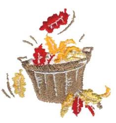 leaf beginner-friendly machine embroidery - Fall Basket perfect for kitchen tea towels
