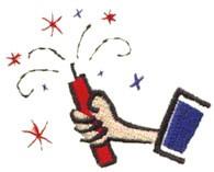hand quick stitch machine embroidery - Firecracker in Hand for decorative pillow covers