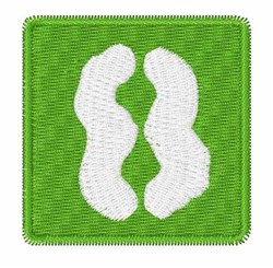 Stylized footprints on a vibrant green square background, modern minimalist design for contemporary decor.