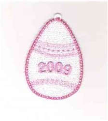 FSL decorative egg shape in delicate pink lace featuring the year 2009, perfect for Easter decor.