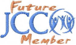Text 'Future JCC Member' in warm orange and vibrant blue with a circular design of playful figures.