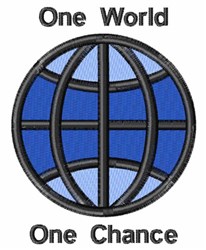 Globe emblem with a blue globe divided by black lines, featuring 'One World' and 'One Chance' in bold font.