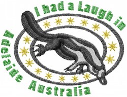 Playful lizard illustration in grayscale with golden stars and green text saying 'I had a Laugh in Adelaide Australia'.