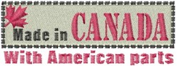Bold text 'Made in CANADA' with a maple leaf graphic, framed in softer tones, perfect for Canadian-American themes.