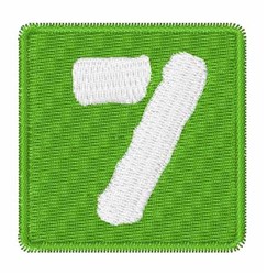 Bold number 7 in playful font, stitched in white on a vibrant green background for a youthful decor.