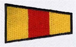 Bold rectangular patch featuring yellow ends and a red center outlined in black, ideal for machine embroidery.