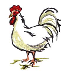 Rooster - 4x4 bird beginner-friendly machine embroidery design for kitchen tea towels