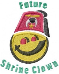 Playful smiley face with red fez hat and green text, vibrant embroidery perfect for cheerful designs.