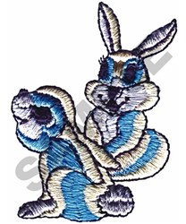Playful rabbits with fluffy texture and blue stripes, perfect for spring decor.