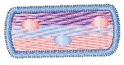 Applique striped rectangle adorned with pastel circles, featuring vibrant pink, purple, and light blue stripes.