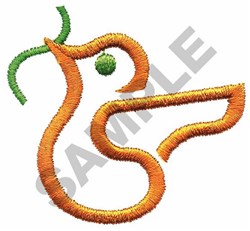 Stylized bird in vibrant orange with playful outline and small green eye accent, modern minimalist design.