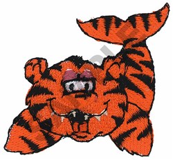 Playful tiger in vibrant orange and black, with a friendly smile and expressive eyes, perfect for kids' designs.