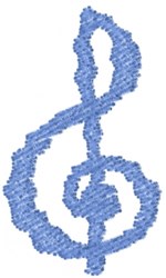 Treble clef in light blue with smooth lines, exuding a classic musical charm, perfect for elegant touches.