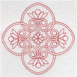 Redwork Pattern - 4x4 pattern redwork embroidery design for patchwork quilt blocks