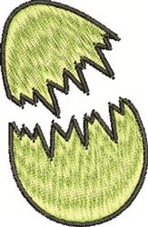 Applique cracked egg with pastel green shell and jagged edges, featuring a playful textured design for Easter.