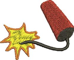 Playful cartoonish dynamite stick with a black fuse and bright yellow explosion, colorful design.