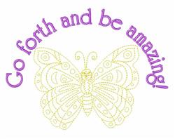 Go Forth - 5x7 butterfly detailed machine embroidery design for kitchen tea towels