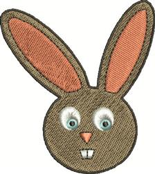 Playful cartoon rabbit face with large ears and expressive eyes, perfect for Easter festivities.