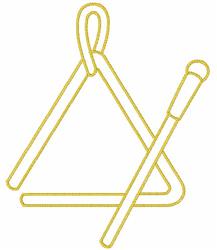 Stylized triangle and sewing needle in solid yellow, featuring a simple, clean line art design.