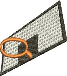 Modern triangular loop design in gray and white with an orange intersecting loop, sleek and minimalistic.