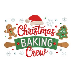 detailed christmas gingerbread man machine embroidery pattern - Baking Crew for kitchen tea towels