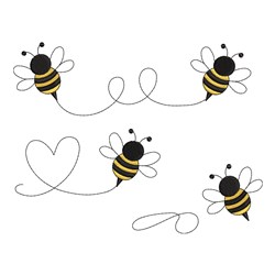 Buzzing Bees - 4x4 heart beginner-friendly embroidery design for cute baby onesies