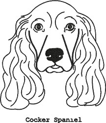 detailed puppy dog machine embroidery pattern - Cocker Spaniel for kitchen aprons