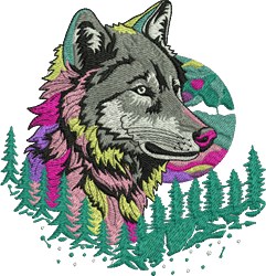 puppy dog detailed machine embroidery - Forest Wolf perfect for reusable tote bags