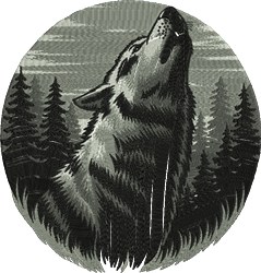 Forest Wolf - 4x4 puppy dog detailed embroidery design for patchwork quilt blocks