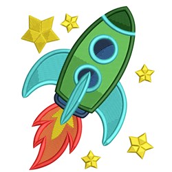 star beginner-friendly machine embroidery - Galactic Rocket for patchwork quilt blocks