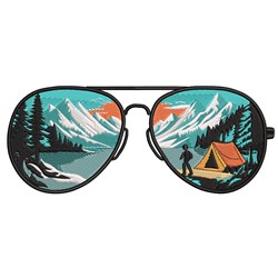 detailed tree machine embroidery pattern - Mountain Reflection for Stylish Bags