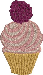 cupcake detailed machine embroidery - Raspberry Cupcake perfect for reusable tote bags