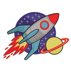 Space Rocket - 4x4 star detailed machine embroidery design for reusable tote bags