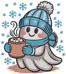 Winter Ghost - 4x4 ghost detailed machine embroidery design perfect for kitchen aprons