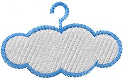 Playful cloud shape hanger with a blue outline and light gray center, featuring a whimsical hook.