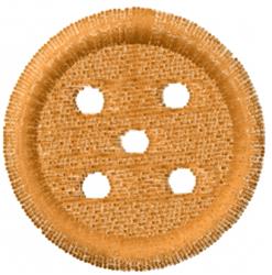 Textured button in warm beige with a circular shape, four holes, and a simple design, perfect for crafting.