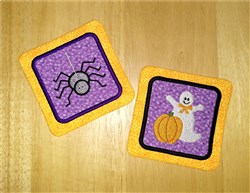 ghost in-the-hoop machine embroidery - ITH Spider & Ghost Coasters for Table Decor