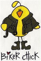 bird detailed machine embroidery - Biker Chick perfect for decorative pillow covers