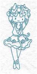 quick stitch girl redwork machine embroidery pattern - Bluework Dancing Girl for reusable tote bags