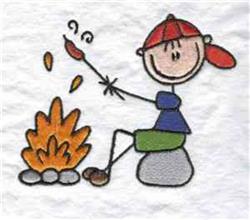 detailed boy machine embroidery pattern - Camping Boy perfect for Picnic Blankets