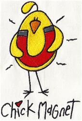 beginner-friendly bird machine embroidery pattern - Chick Magnet for cute baby onesies