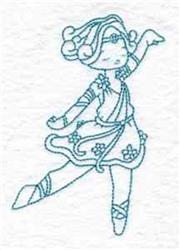 Dancing Bluework Girl - 4x4 girl redwork embroidery design for decorative pillow covers