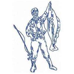 Fishermen Redwork - 5x7 redwork redwork machine embroidery design for cute baby onesies