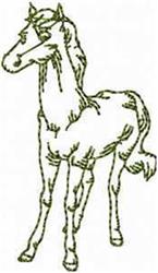 Greenwork Colt - 4x4 colt redwork machine digital embroidery design for Horse Gear
