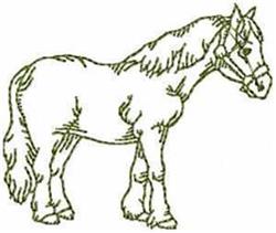 Greenwork Draft Horse - 4x4 horse redwork embroidery design for Horse Blankets