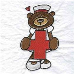 bear detailed machine embroidery - Nurse Bear perfect for decorative pillow covers