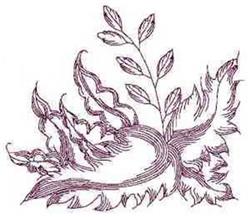 detailed leaf redwork machine embroidery pattern - Red Work Leaves for reusable tote bags