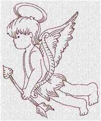 cupid redwork machine embroidery - Redwork Flying Cupid perfect for reusable tote bags